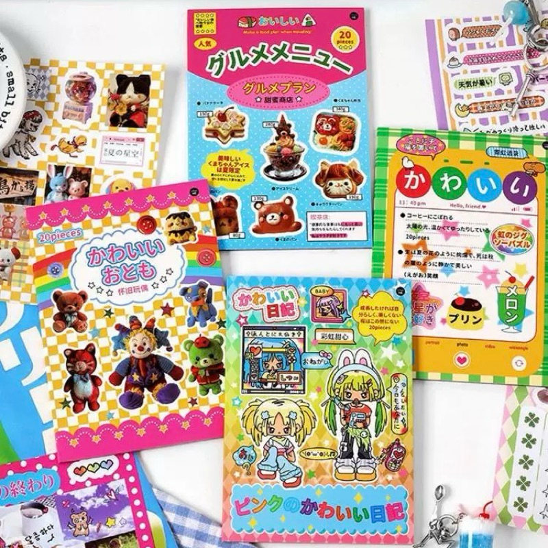 

sticker book isi 20lembar japan vibes anime girl buku stiker dekorasi journal readystock B2225
