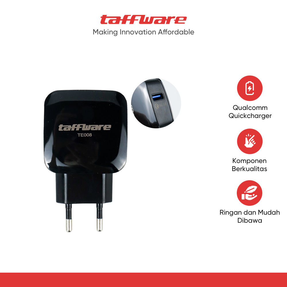Taffware Wall Charger USB 1 Port QuickCharge 3.0 - BK-370