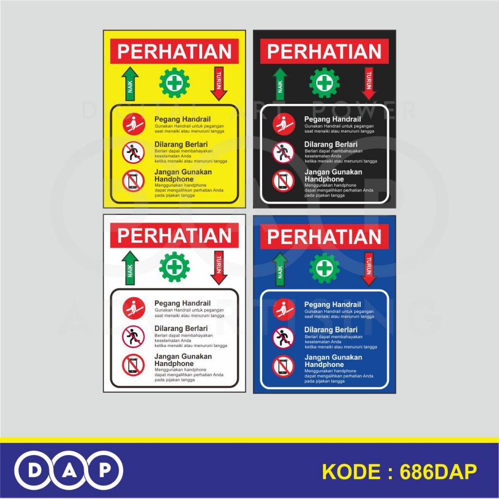 

686 - STIKER PERHATIAN PERATURAN TANGGA - 20 X 25 CM - VYNIL - TERBAIK