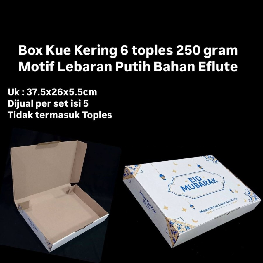 

(5 Pcs)Box Lebaran 6 Toples 250gr Kotak Kue Kering Idul Fitri 37x26x5 Cm Dus Hampers Eid Mubarakk