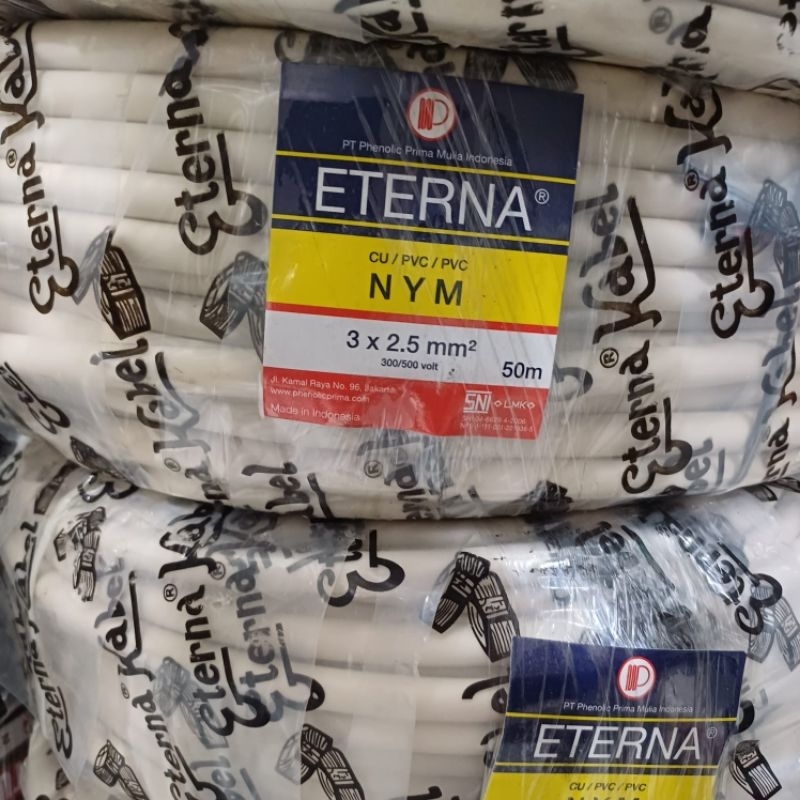 Kabel ETERNA 1 ROLL 50M NYM 2X1.5 NYM3X1.5 NYM2X2.5 NYM3X2.5 MABEL KAWAT FULL TEMBAGA