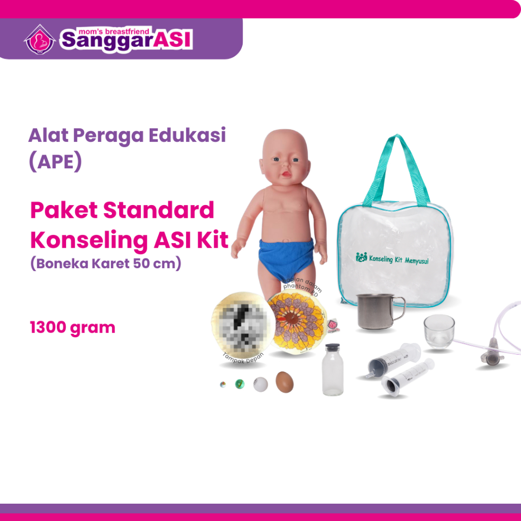 [SANGGAR ASI] PAKET KONSELING ASI MENYUSUI KIT 50 CM BONEKA KARET / BONEKA BAHAN SILIKON