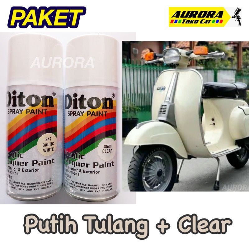 PAKET Diton Baltic White 847 Putih Tulang Mengkilap Solid Gloss 300ml | Cat Semprot Sepeda Motor Mob