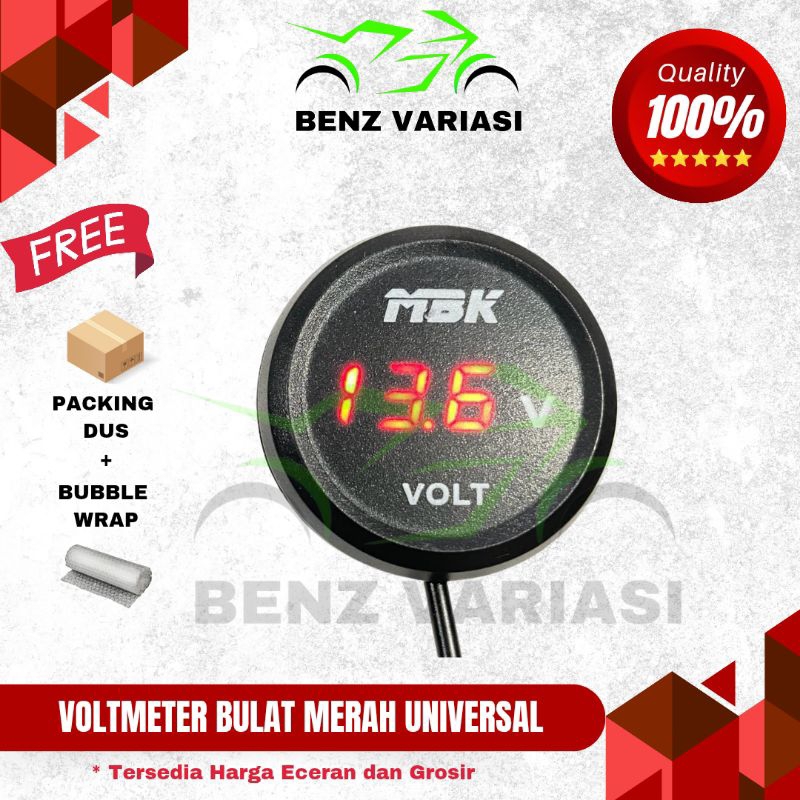 VOLTMETER DIGITAL VOLTMETER BULAT BOX PANEL DISPLAY 5-100V DC ROUND MERAH VOLTMETER BULAT MERAH DAN 