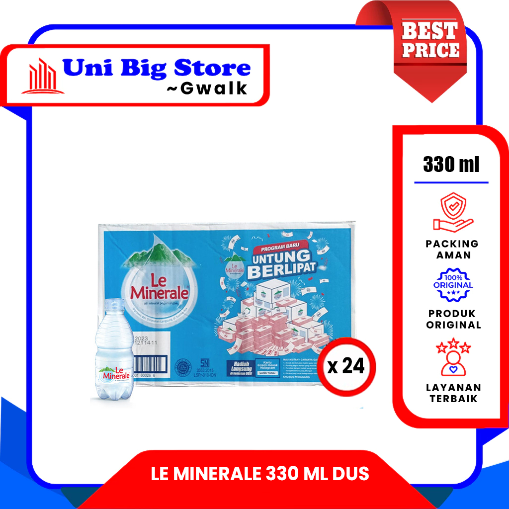 

LE MINERALE AIR MINERAL BOTOL DUS - (330 ml x 24 pcs)