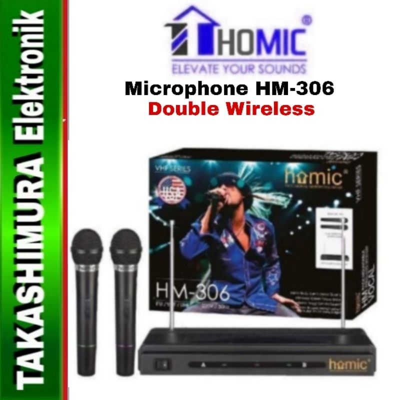 Microphone Double Wireless HOMIC HM-306 Karaoke Original