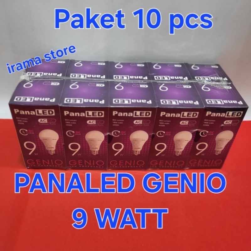 Lampu Emergency LED 9 Watt Panaled Genio /Lampu AC / DC Paket 10 PCS / 1 PAK