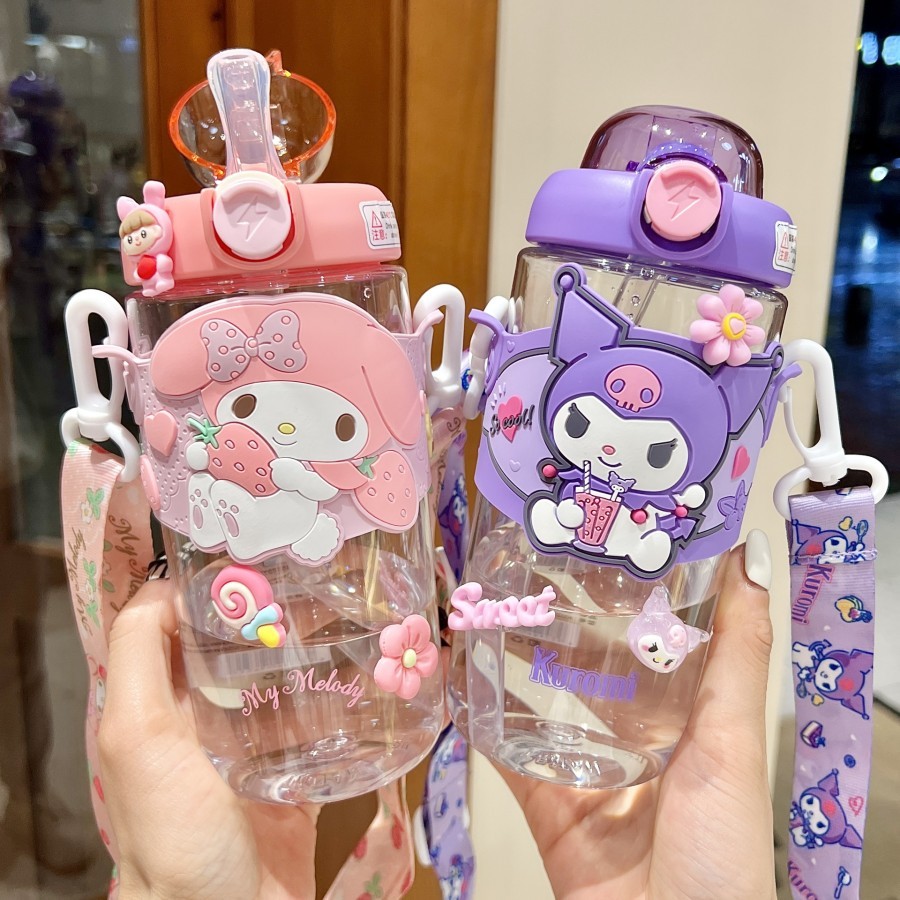 Botol Minum Anak Karakter Lucu Kapasitas 650ml  FREE STIKER 2D & 3D + TALI FREE BOX  Botol Minum SAN