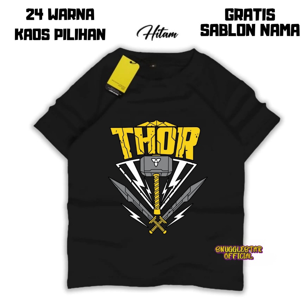 BAJU KAOS DISTRO ANAK 1-12 TAHUN COMBED 30S MOTIF PALU THOR