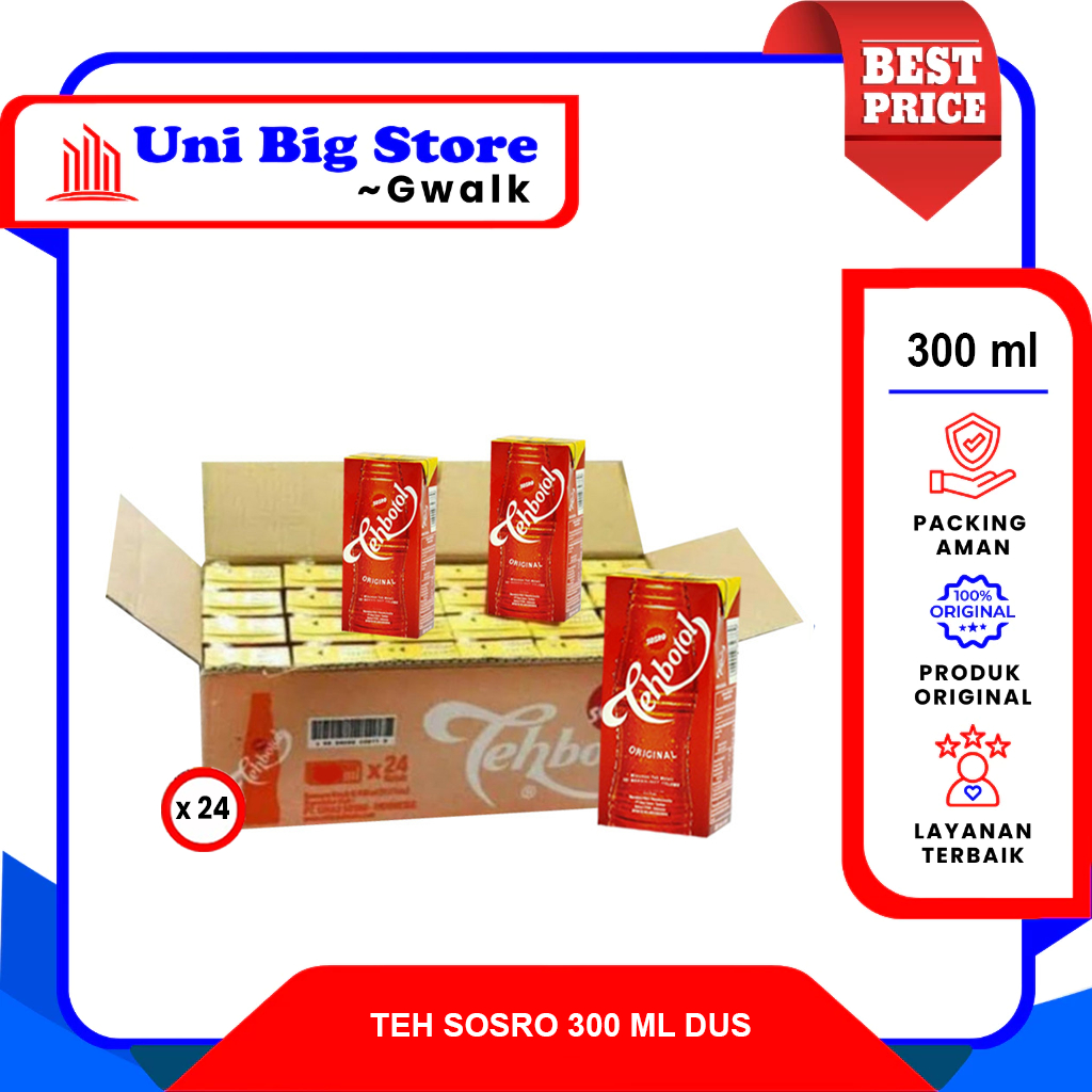 

SOSRO TEH BOTOL KOTAK ORIGINAL MELATI JASMIE TEA DUS - (300 ml x 24 pcs)