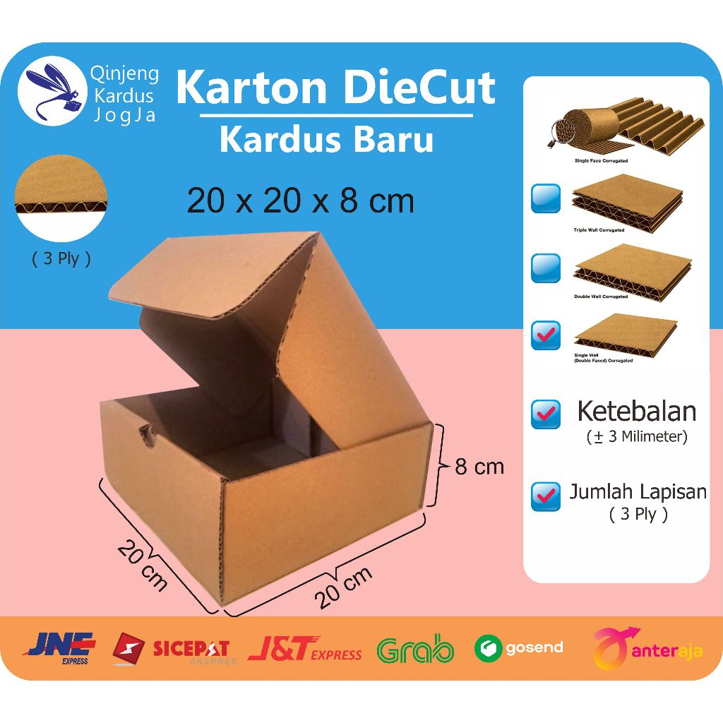 

Kardus Die Cut 20 x 20 x 8 - Karton Box Dus Packaging Hampers