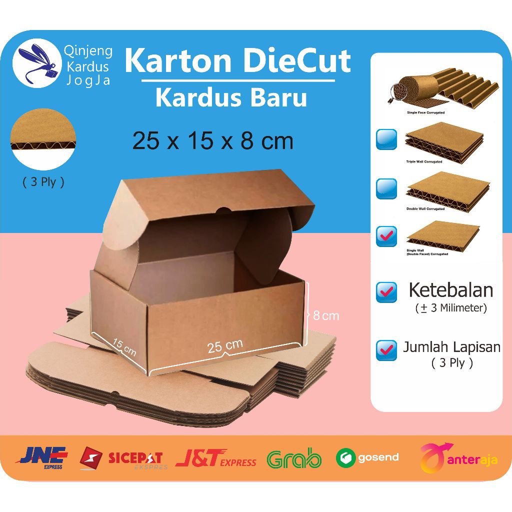 

Kardus Die Cut 25 x15 x 8 - Karton Box Dus Packaging Hampers