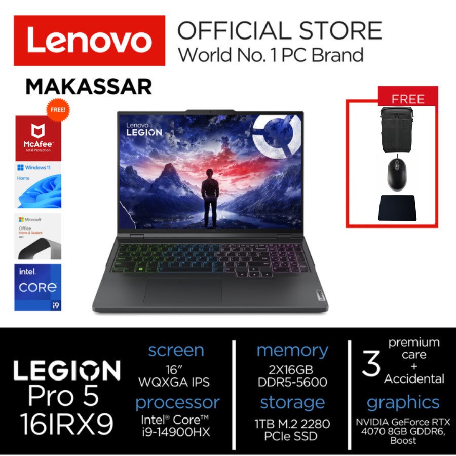 Lenovo Legion Pro 5 16IRX9 Core i9 14900HX RAM 32GB 1TB SSD RTX4070 8GB (83DF003MID)
