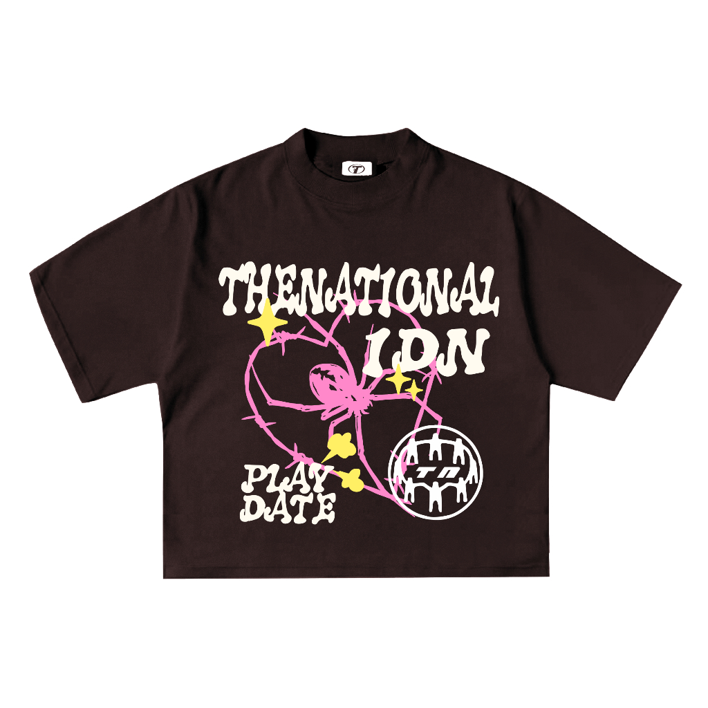 Thenational Boxy T-shirt Heavyweight 16s Playdate Dark Brown