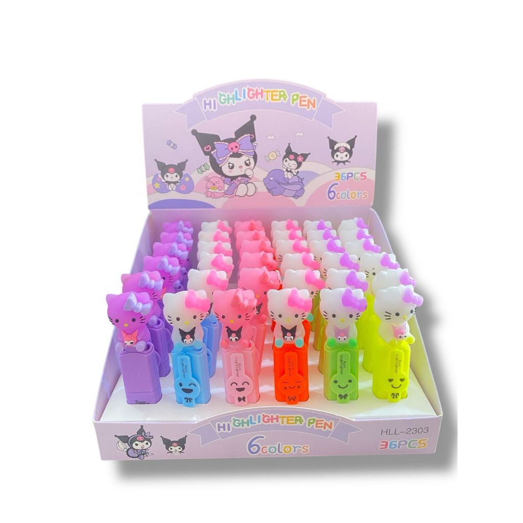 

D3W! 1 Box (36Pcs) Stabilo Highlighter Karakter 6 Warna Stabilo Lucu untuk Koleksi Hadiah Kekinian