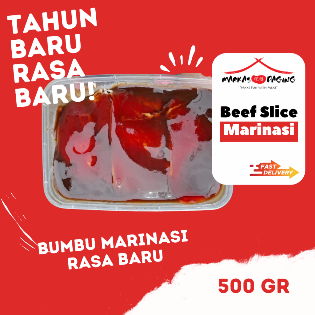 

MARINASI LOW Fat Beef Slice Daging Sapi PEDAS BBQ SPICY 500gr HALAL