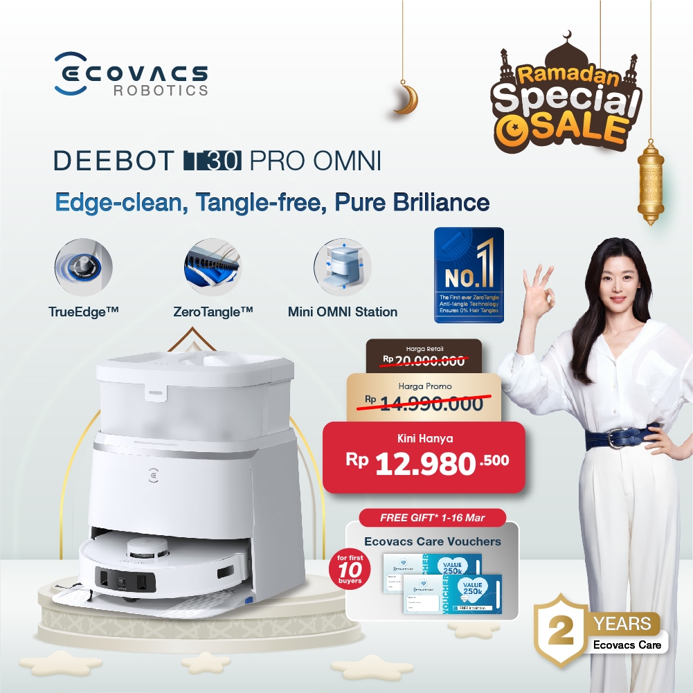 Ecovacs DEEBOT T30 PRO OMNI Sapu Vakum Robot Cerdas