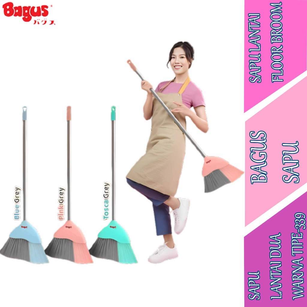 Sapu Lantai Warna Gagang Plastik - Bagus - Sapu Lantai Floor Broom - W-22339