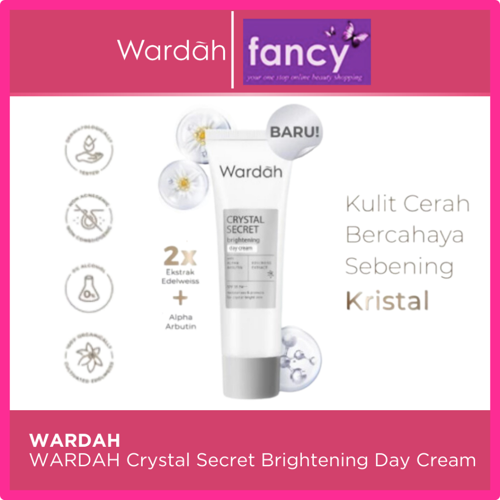 Wardah Crystal Secret BRIGHTENING DAY CREAM 15ml / 9ml (White Secret) - Mencerahkan Kulit Wajah
