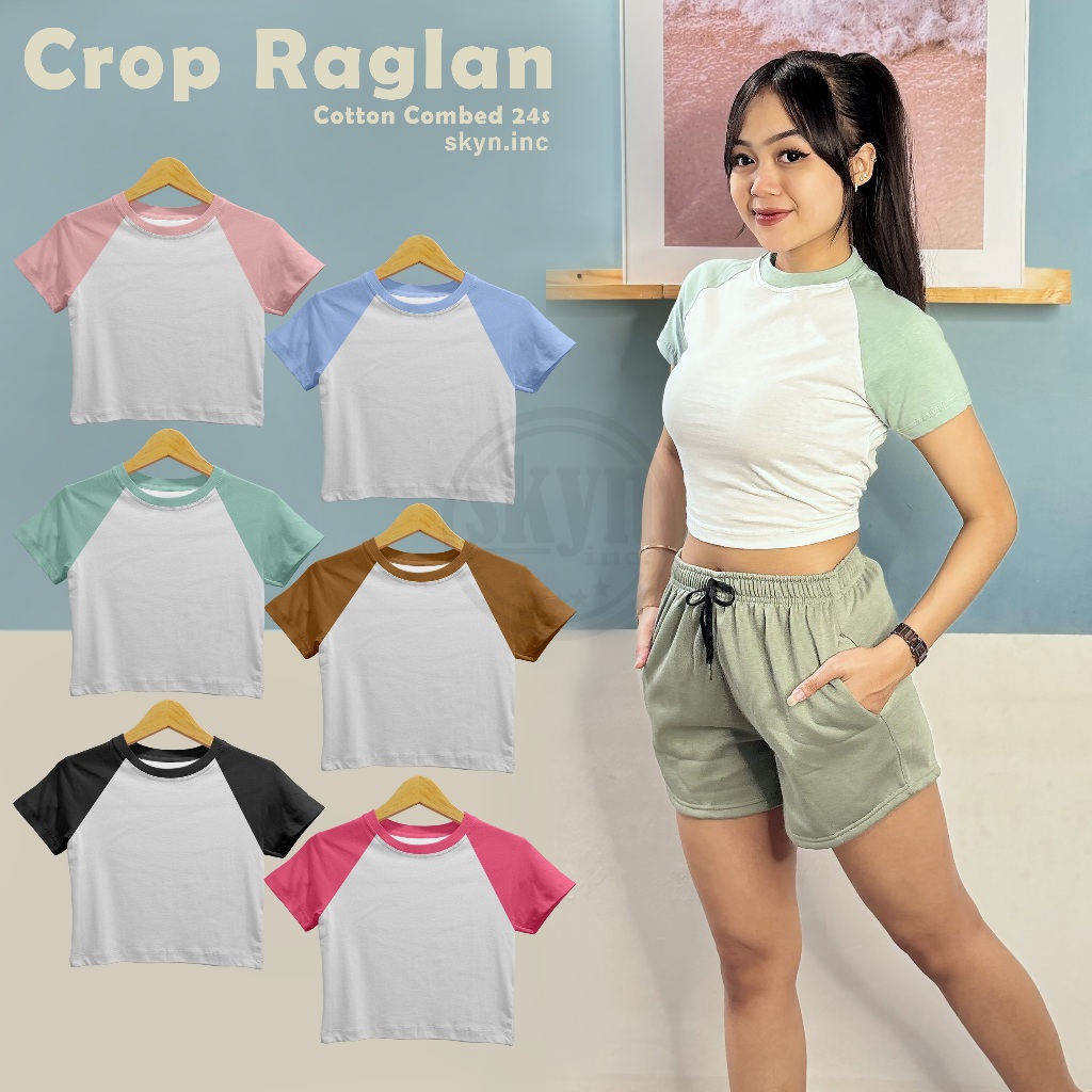 SKYN - CROP RAGLAN POLOS FASHION WANITA COTTON COMBED 24s