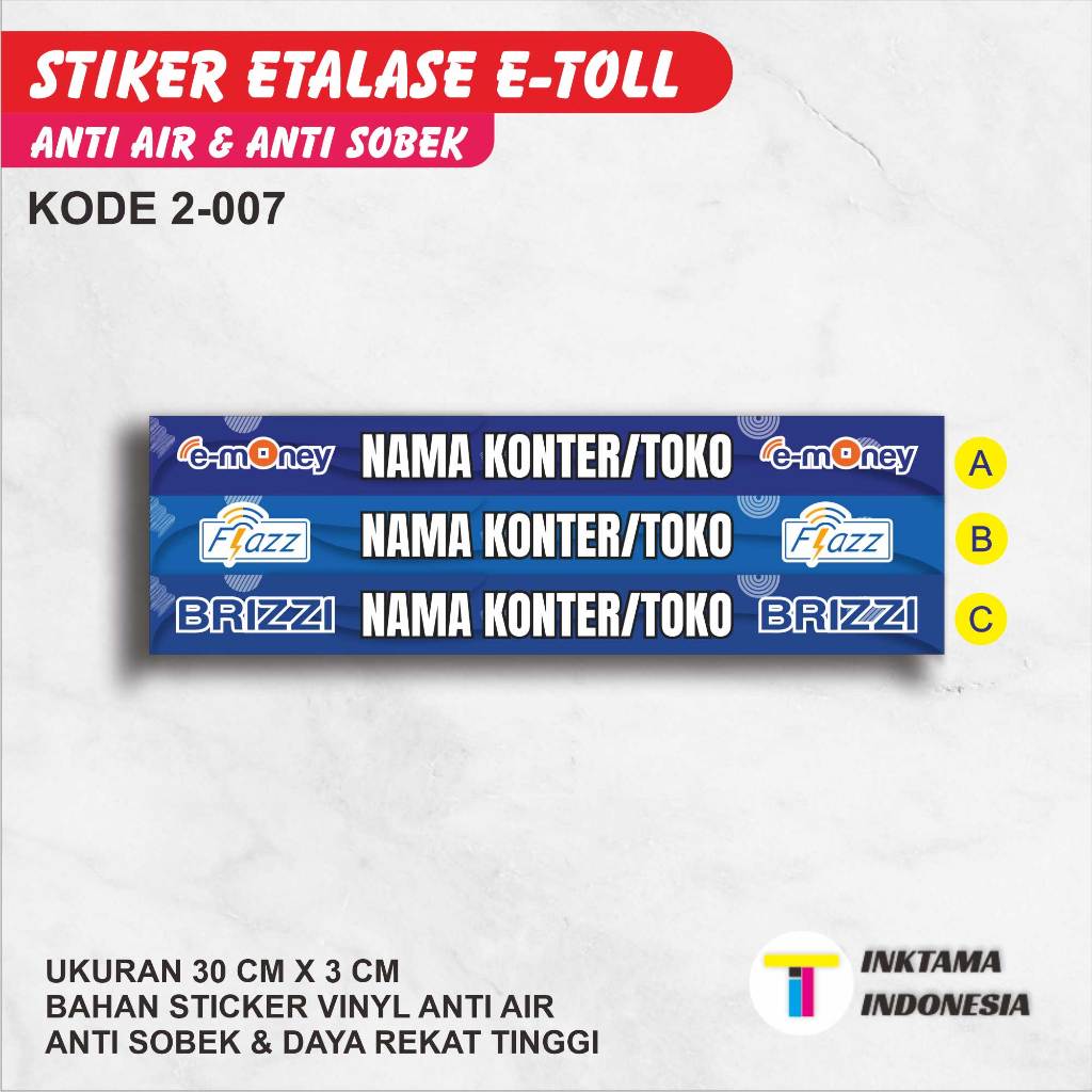 

Sticker Stiker Etalase E Toll Konter / Counter / Toko Tanpa Minimal Order