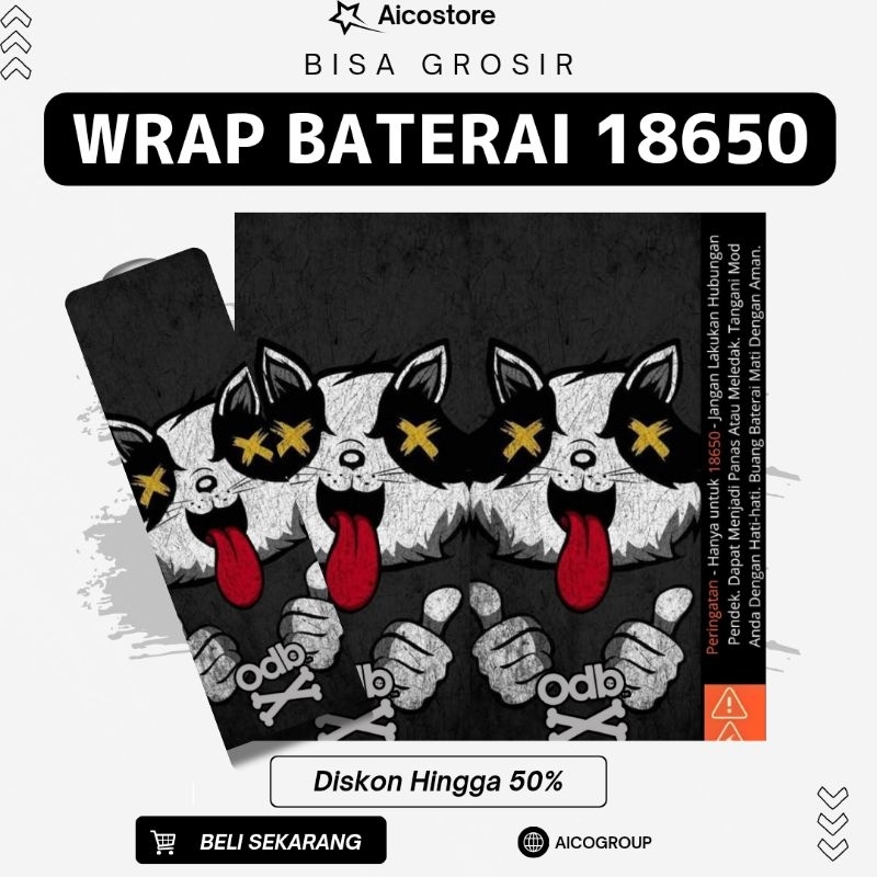 AICOSTORE - Skin Wrap Baterai 18650 ODB x Random Doodle Art Grapic Venom Panda Original Bisa Custom 