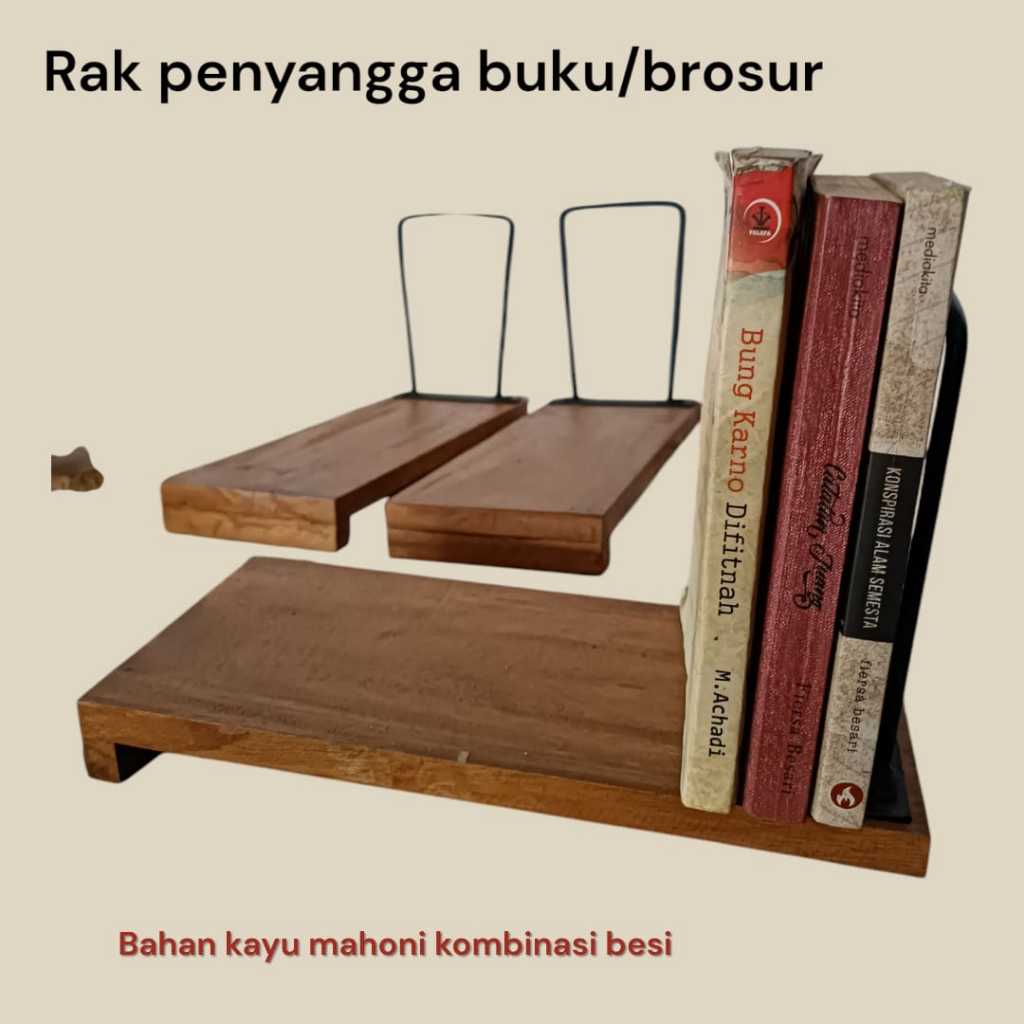 DISKON Penyangga Buku Industrial Kayu/ Book Stand/ Book Holder