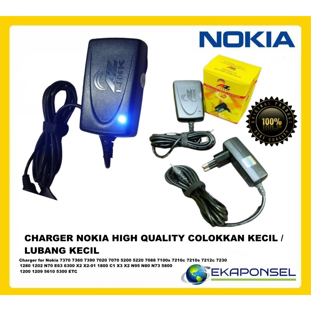 Charger Nokia Kecil LED N70 N73 N82 N95 E63 E71 E72 E90 AZ LINK Original