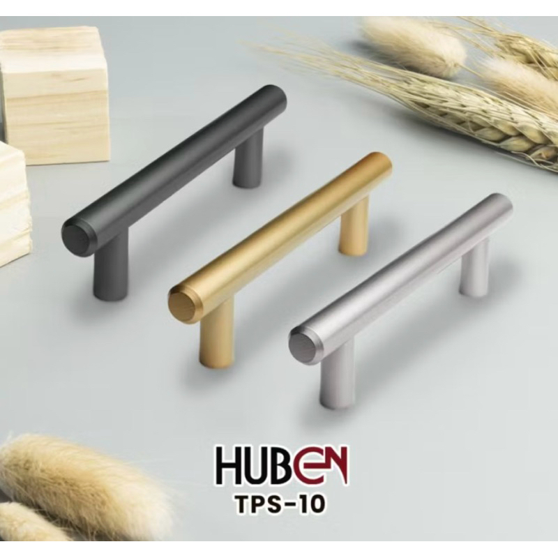 HUBEN Handle Tarikan TPS - 10 Black Gold Anodize Brush Tarikan Minimalis Laci Lemari Pintu Jendela