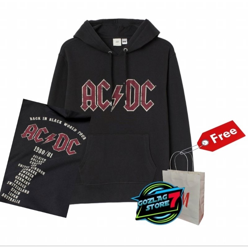 Hoodie Pria HM Hoodie AC DC  Hitam jaket AC DC