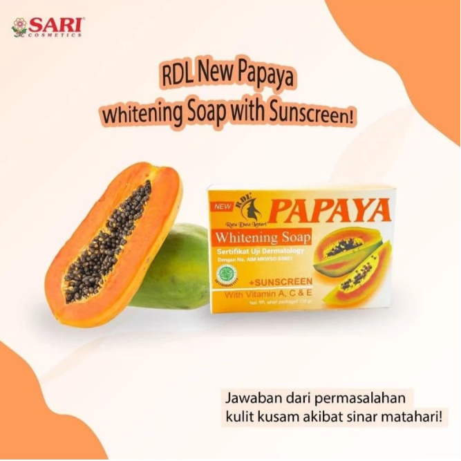 Sabun Papaya RDL Original Extract Carica Pepaya Whitening BPOM 135gr SARI