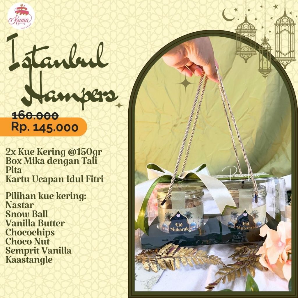 

Kania Istanbul | Gift Set Lebaran Hampers Idul Fitri Cookies Nastar Putri Salju Coklat Kaastangel Semprit