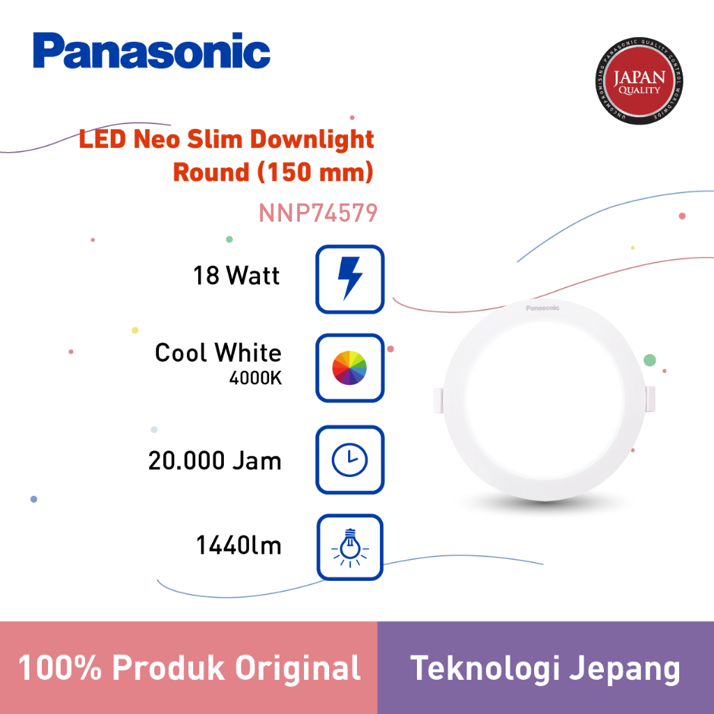 Panasonic Lampu Downlight LED Neo Slim 18W Dia 150mm 6500K