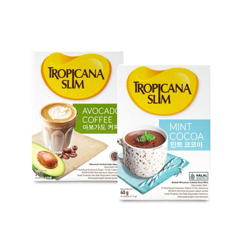 

Tropicana Slim Mint Cocoa 4 Sachet + Tropicana Slim Avocado Coffee 4 Sachet