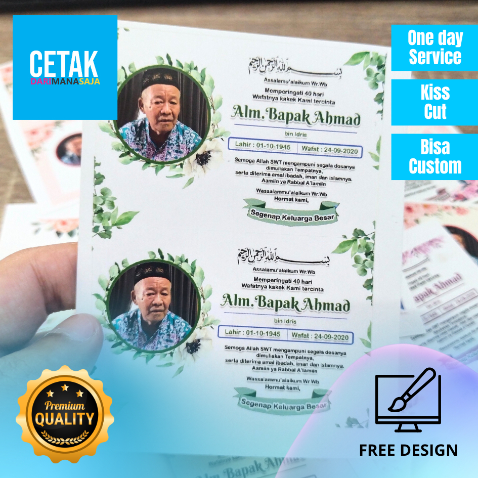 

Sticker dan Kartu Mengenang Wafatnya Stiker Card Label Tahlil Kartu Mengenang Tahlilan