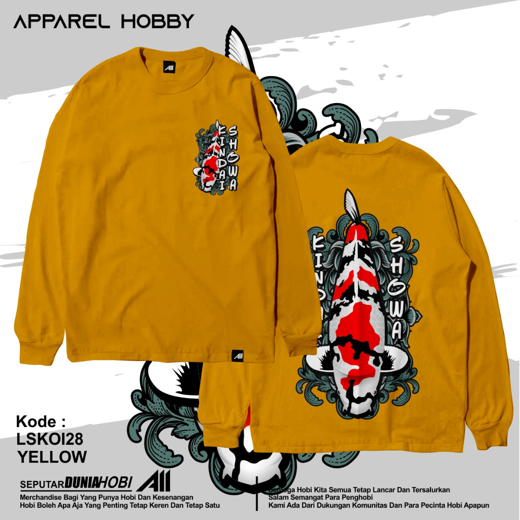 KAOS IKAN KOI SHOWA KOI28 YELLOW TSHIRT APPAREL HOBBY