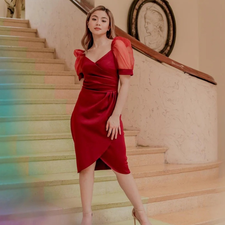 Eghalisa - Referensi Dress bahan scuba premium mix tile polos midi dress.