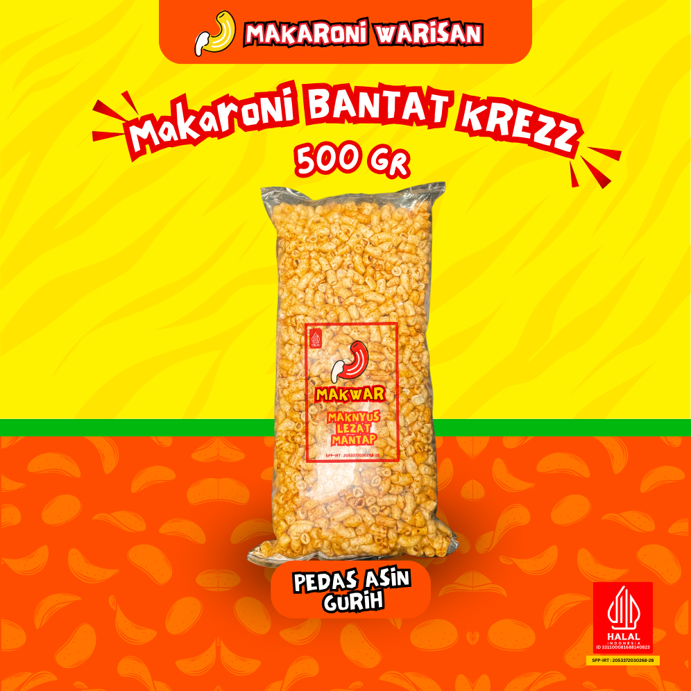 

(1/2 Ball) Kerupuk Makaroni Bantat (500gr) - Makanan Ringan Krupuk Cemilan Murah halal