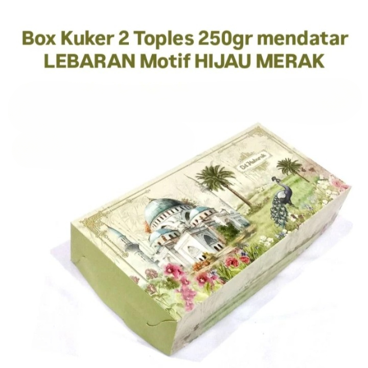 

3 Pcs Box Kue Kering Brownies Lebaran Muat 2 Toples 250gr Dus Hijau Merak 25x13x5.3cm