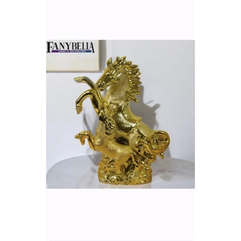 Pajangan Keramik Meja Emas Kuda Unta Gold Import Hiasan Dekorasi Rumah/ FANYBELLA