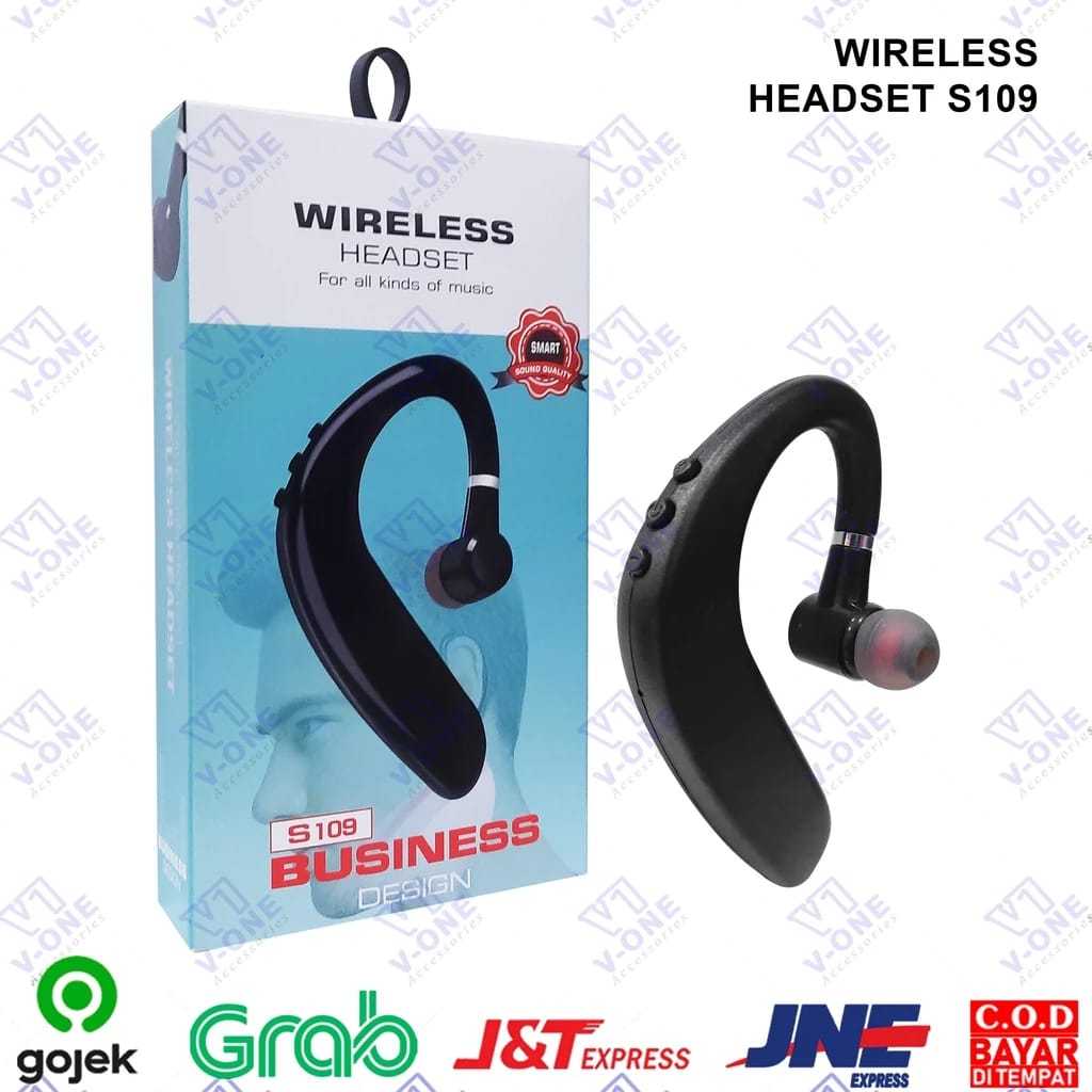 HEADSET BLUETOOTH SINGLE S109+KABEL CHARGER