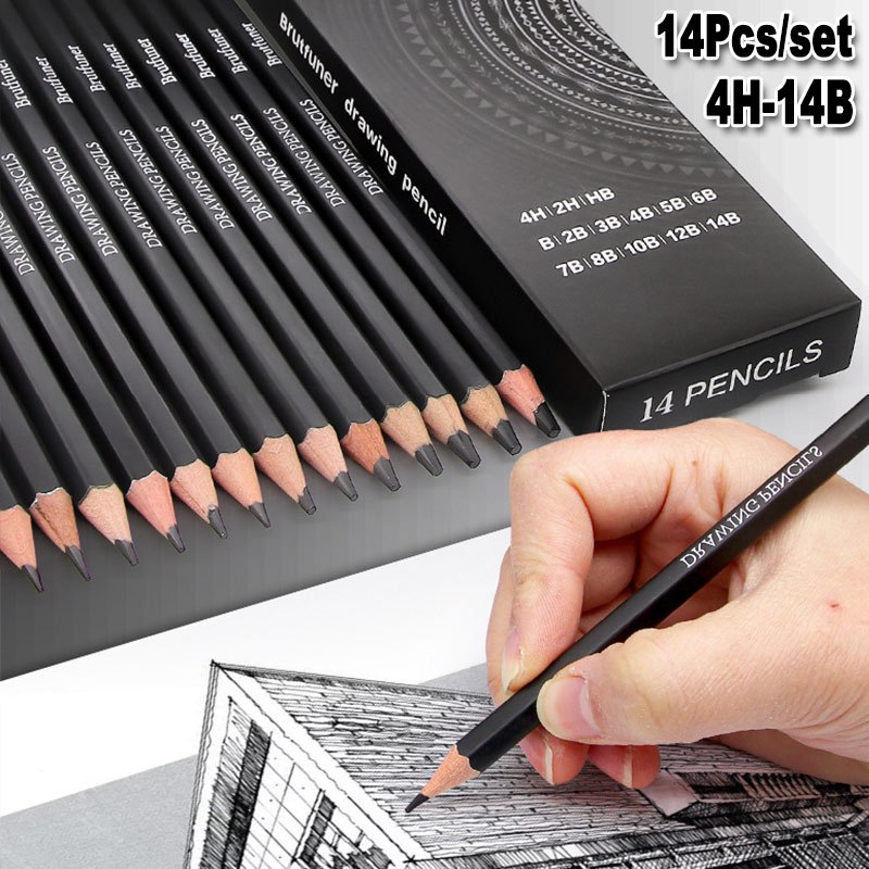 

Brutfuner Original Pensil 14B-2H Sketsa Profesional isi 14 Pcs