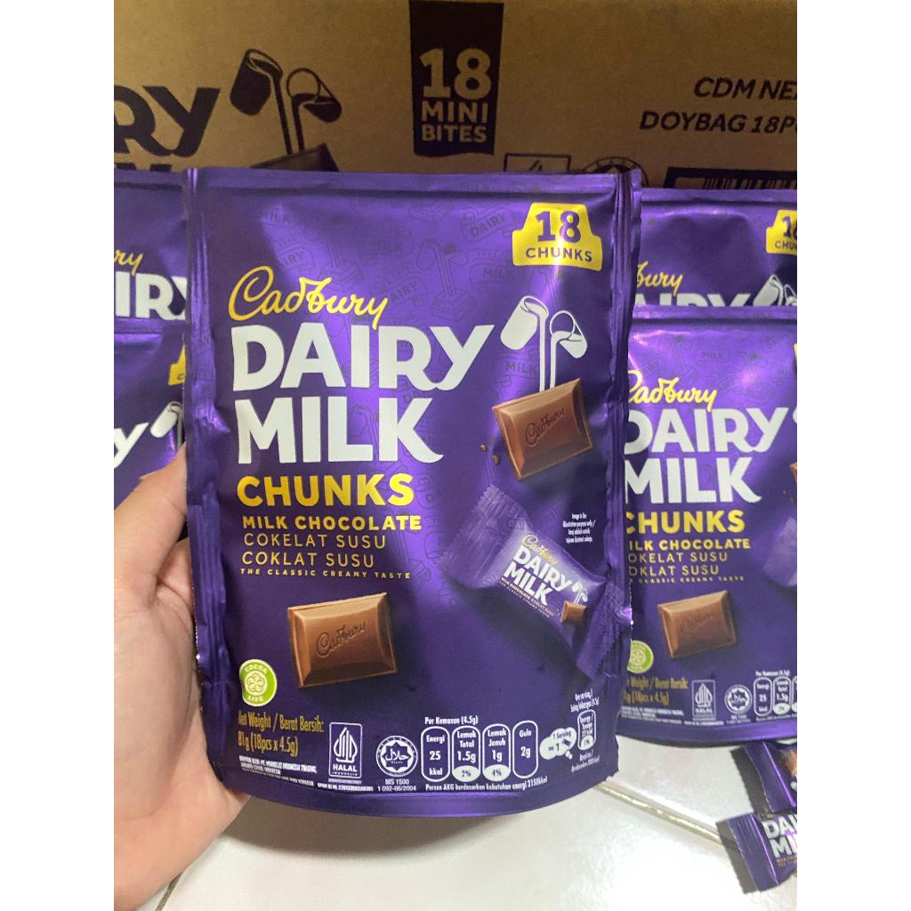 

Cadbury Dairy Milk Cokelat 1 Pouch isi 18 pcs