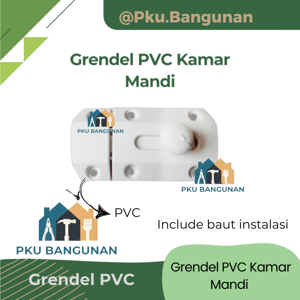 Grendel Pintu PVC / Grendel Slot PVC Kamar Mandi / Gerendel Pintu kamar mandi