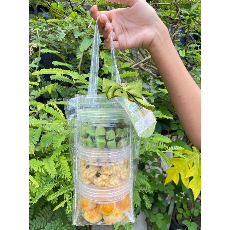 

paket hampres kue lebaran 3 toples 300ml/bebas pilih kue/hampers lebaran/kuekering/cookieslebaran/idulfitri