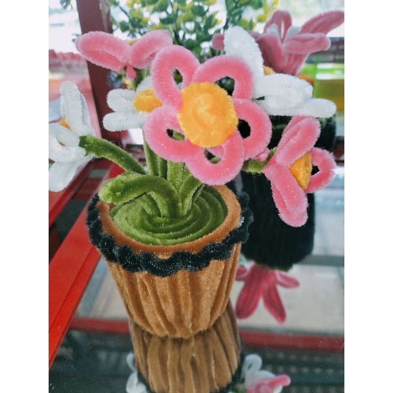 BUNGA KAWAT BULU | HIASAN MEJA RUANG TAMU BUNGA KAWAT BULU DAN POT NYA TERMURAH 2025 | BUNGA KAWAT B