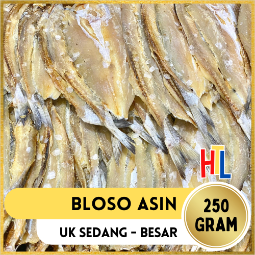 

Ikan Asin Bloso Asin | Gabus Laut | Kacang-Kacang | Jambrong 250g