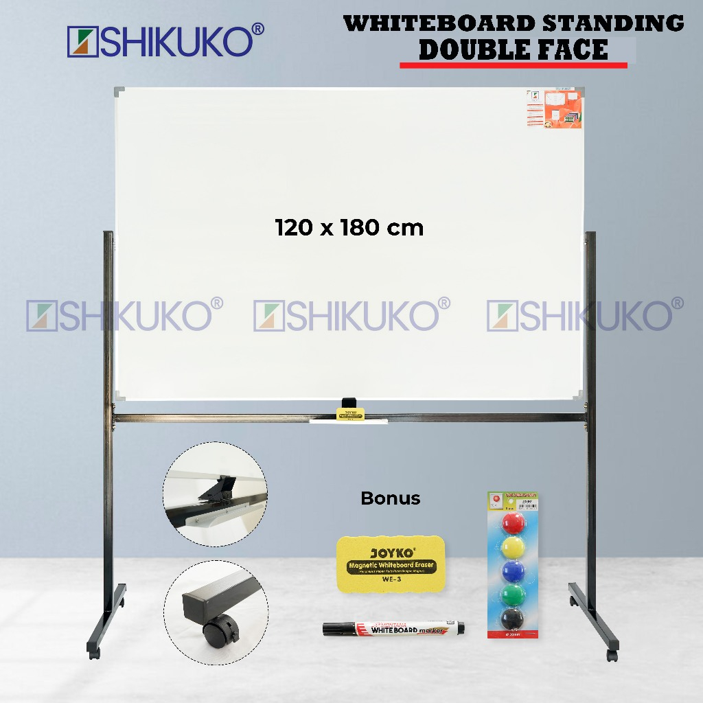 

Whiteboard Standing Double Face 120 x 180 - Whiteboard Magnet - Papan Tulis 120 cm x 180 cm