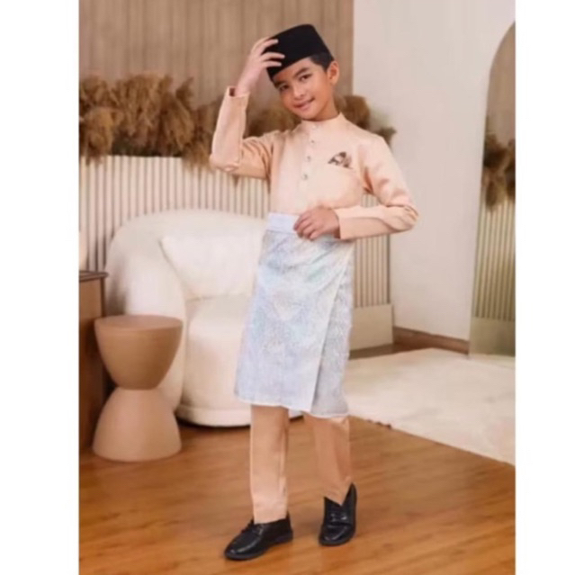 OneSet Baju Melayu Anak Laki Laki Teluk Belange Cekek Musang Pakaian Muslim Koko Cowok Adat Melayu