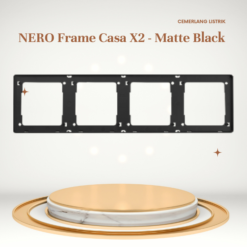 Nero Frame Saklar 4 Gang Matte Black X2486-MB / Frame Saklar Hitam 4 Gang Nero Black